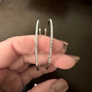 Silver plated cubic zirconia hoops